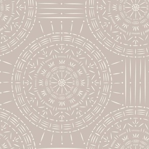 mandala 02 - creamy white _ silver rust blush - hand drawn boho geometric