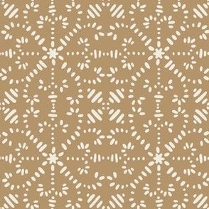 intertwined - creamy white _ lion gold - hand drawn geometric tile
