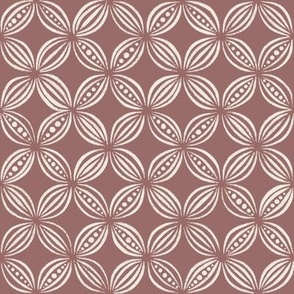 peas pods - creamy white _ copper rose pink - pretty vintage geometric