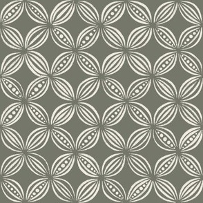 peas pods - creamy white _ limed ash green - winter vintage geometric