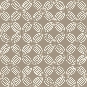 peas pods - creamy white _ khaki brown - warm neutral vintage geometric
