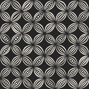 peas pods - creamy white _ raisin black - black and white vintage geometric