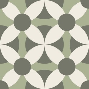 retro circles - creamy white _ light sage green _ limed ash 02 - simple geometric tile