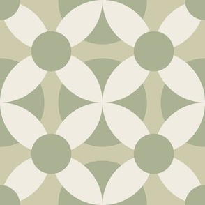 retro circles - creamy white _ light sage green _ thistle green - simple geometric tile