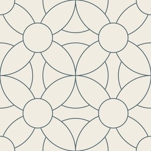 retro circles - creamy white _ marble blue  - simple geometric tile