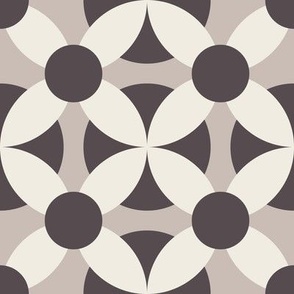 retro circles - creamy white _ purle brown _ silver rust - simple geometric tile