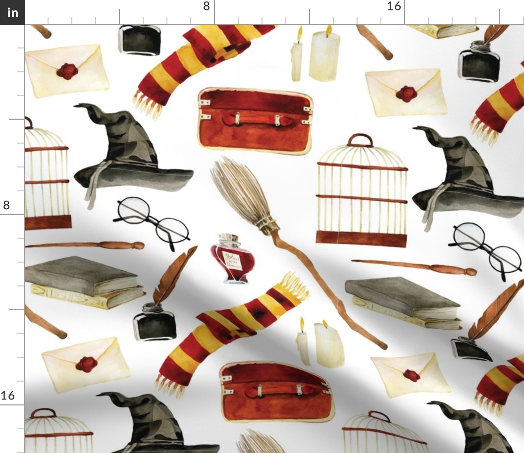 LARGE Harry Objects White Witches Wizards School Hogwart Wizardy Wizarding World Potter Pen Books Owls Hedwig Hagrid