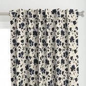 (L) Painted Wildflowers | Indigo Blue and Black | Large Scale