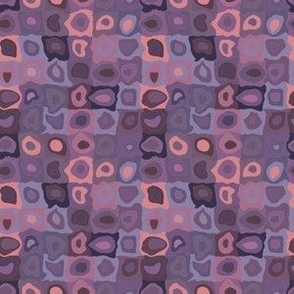 Post Storm Purple - Retro Geometric Wobbly Square Hand Drawn Grid