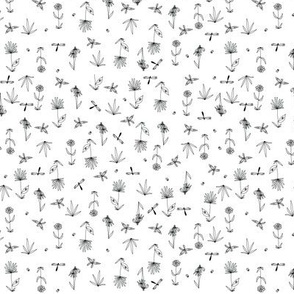 Tiny // Mini -Peppered Blooming Bugs - Black On White 