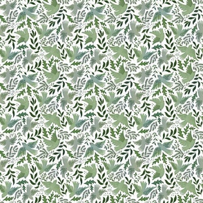 Soft green doves leaves on white Xsmall