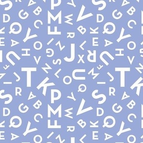 Tossed alphabet - minimalist abc in mid-century retro font typography back to school design white on duck egg blue   SMALL 