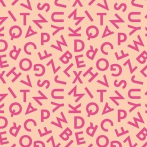 Tossed alphabet ABC - minimalist text mid-century retro font typography back to school design burnt barbie pink on blush  SMALL