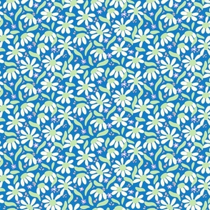 Daisy floral design on blue