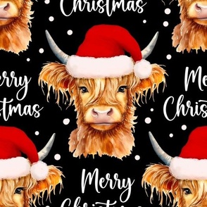 highland cow merry christmas black WB23 large scale