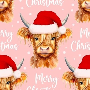 highland cow merry christmas blush WB23 large scale