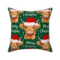 highland cow merry christmas green WB23 large scale