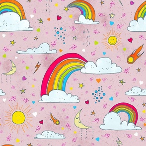 Cute skies pattern for children and babies pink