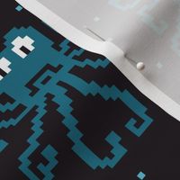 Retro Pixel Monsters blue black