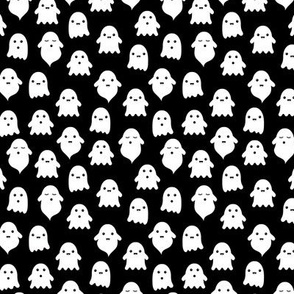 Spooky cute ghosts kawaii fright night minimalist halloween design on black monochrome SMALL