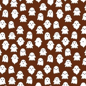 Spooky cute ghosts kawaii fright night minimalist halloween design on hazelnut brown  SMALL 