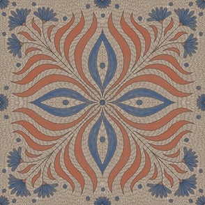 Earthtones cornflower, embroidery patterns, terracotta