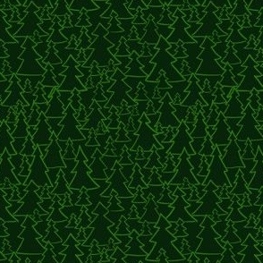 Simple pines, line art, dark green