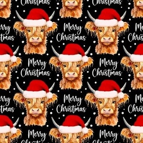 highland cow merry christmas black WB23 small scale
