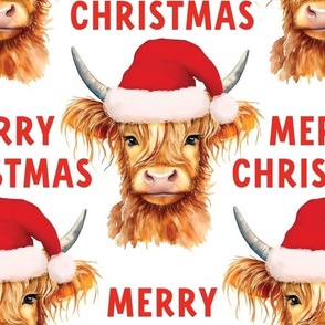 highland cow merry christmas white WB23 large scale