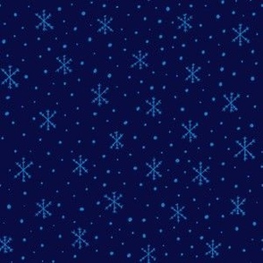 Tiny handdrawn snowflakes, dark blue