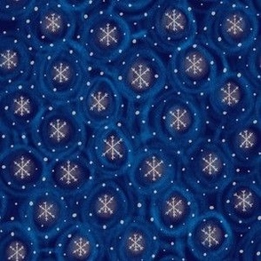 Tiny snowflakes in the wind, dark blue