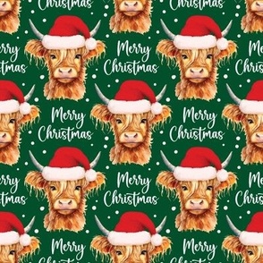 highland cow merry christmas green WB23 small scale
