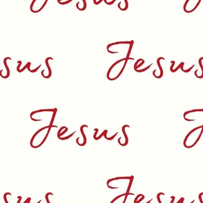 Jesus text on white pattern/  large
