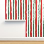 Skating Party Wonky Christmas Holiday Stripes // Red, Green and White