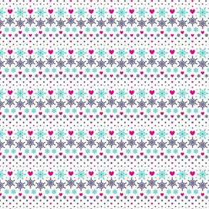 Fairisle Snowflakes - SMALL - Multi Pink Aqua Blue