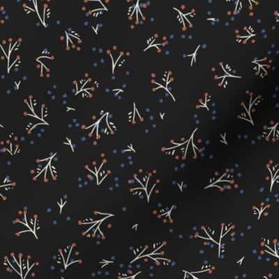 Indian Summer Ditsy twigs black - S