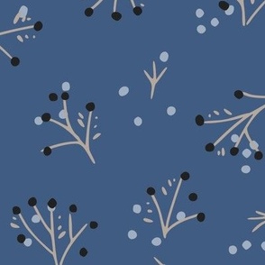 Indian Summer Ditsy twigs blue - L