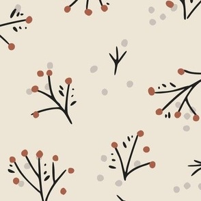 Indian Summer Ditsy twigs warm white - L