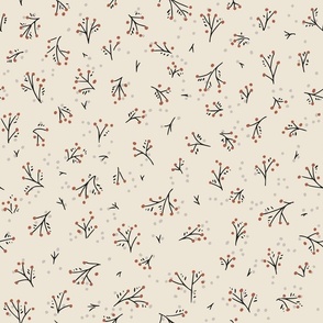Indian Summer Ditsy twigs warm white - M