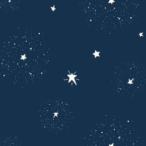 Starry Starry Night- Navy Blue: Medium (Wallpaper: Large) (Airplanes in the Night Sky)