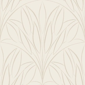 scalloped leaves - bone beige _ creamy white - brush stroke
