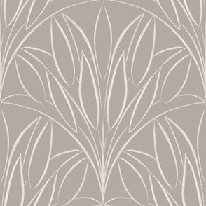 scalloped leaves - cloudy silver taupe _ creamy white  - brush stroke