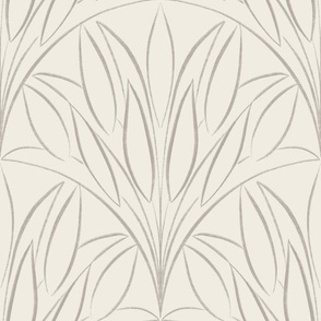 scalloped leaves - cloudy silver _ creamy white  - brush stroke