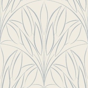scalloped leaves - creamy white _ french grey - brush stroke