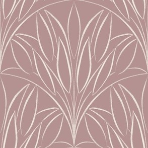 scalloped leaves - creamy white _ dusty rose pink  - brush stroke