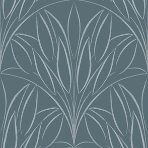 scalloped leaves - french grey _ marble blue - brush stroke