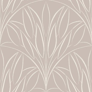 scalloped leaves - creamy white _ silver rust blush  - brush stroke