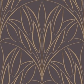 scalloped leaves - lion gold _ purple brown - brush stroke