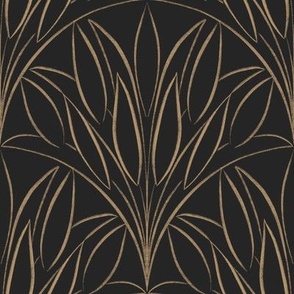scalloped leaves - lion gold _ raisin black - brush stroke