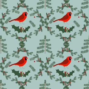 Christmas Holiday Nature Cardinal Bird Ogee with Pine